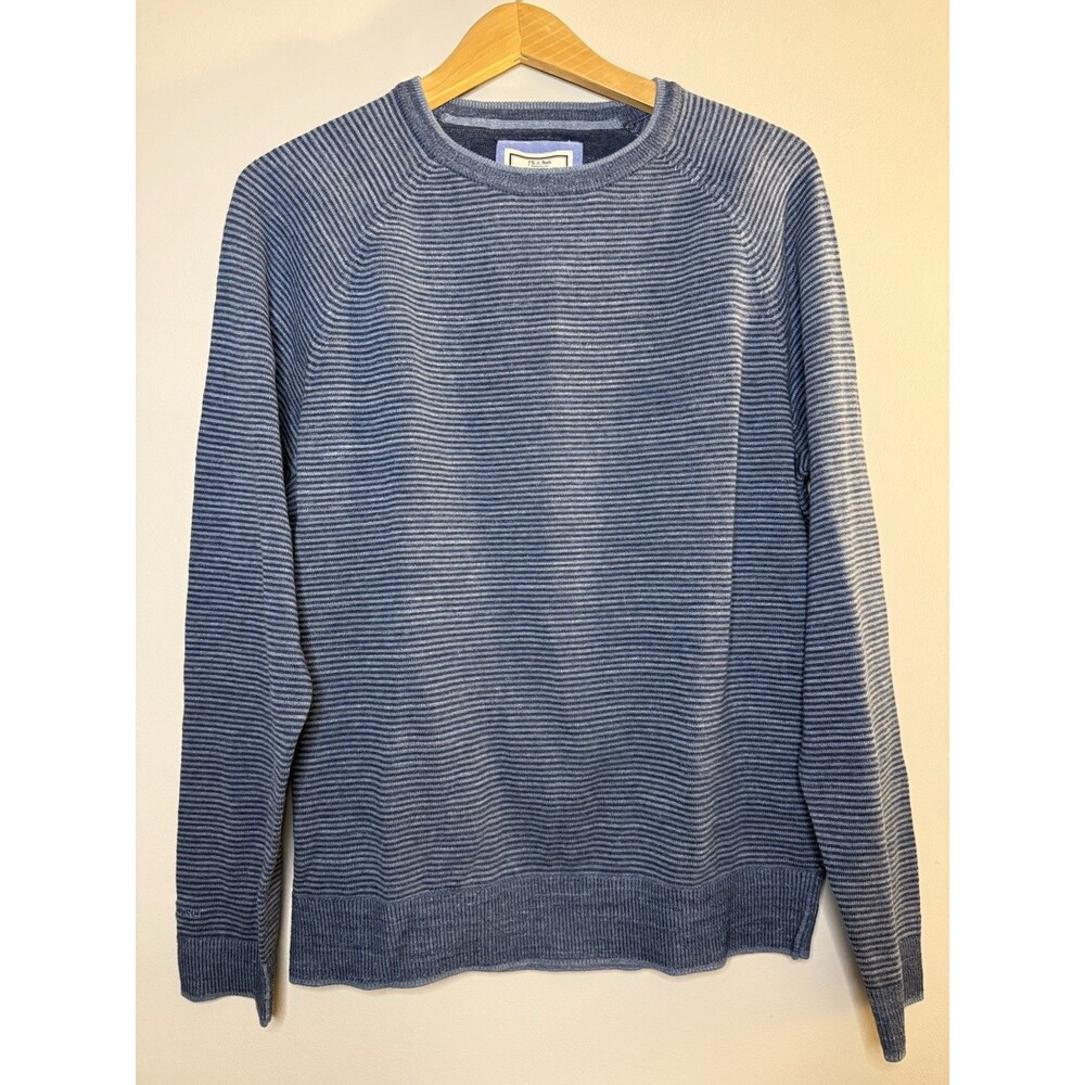 Jos A Bank Men’s L Sweater Crewneck NEW With Tags Cotton Sweater Blue Stripes